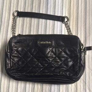 Calvin Klein Black Quilted Clutch with Chain Strap